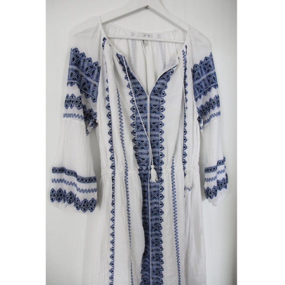 SOLD. Joie Aliz Embroidered Peasant Midi Dress - Picture 5 of 7